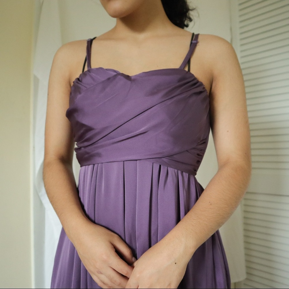 Purple Satin Finish Prom Maxi Dress